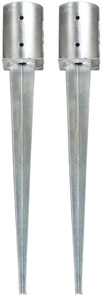 vidaXL Erdspieße 2 Stk. Silbern 10x76 cm Verzinkter Stahl 145431