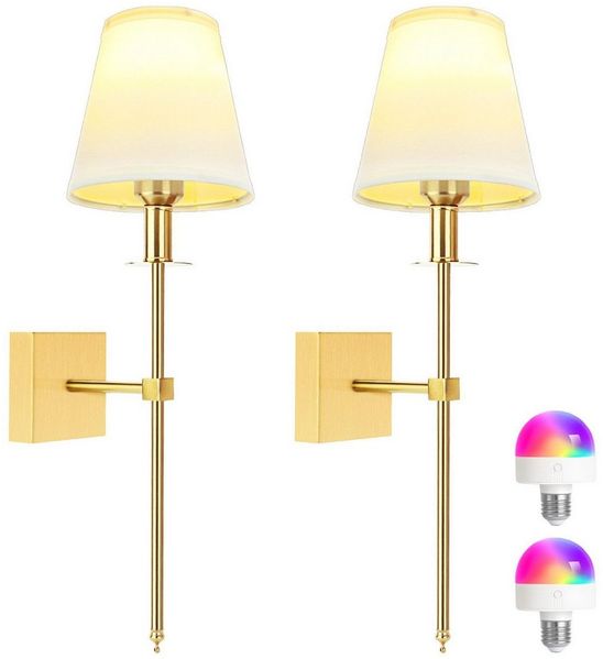 Ophy Wandleuchte 2er-Set aufladbare Wandleuchten – kabellos, dimmbar, mit Fernbedienung, 12 RGB Farben & Timer-Funktion, für Schlafzimmer & Wohnräume