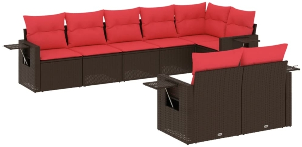 vidaXL 8-teiliges Gartensofa-Set mit Kissen, braun, Polyrattan 3220423