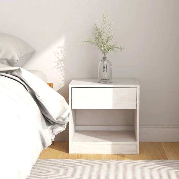 vidaXL Nachttisch Weiß 40x31x40 cm Massivholz Kiefer 808065