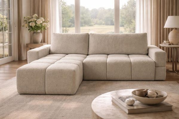Compleo Ecksofa Schlafcouch, L-FORM, Uniwersell Ecksofa mit Bettfunktion, Stilvolles Design und maximaler Komfort