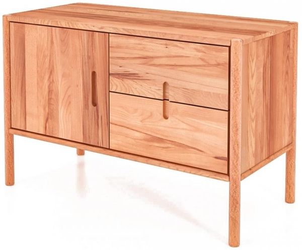 Kommode Zola Kernbuche massiv 97x64 cm mit 2 Schubladen und 1 Tür
