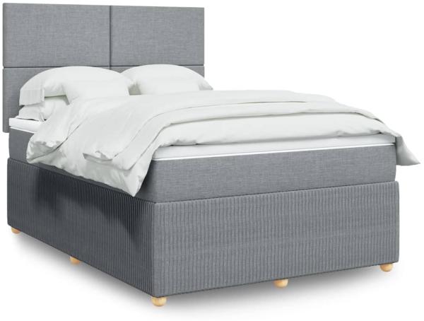 vidaXL Boxspringbett mit Matratze Hellgrau 140x190 cm Stoff 3294344