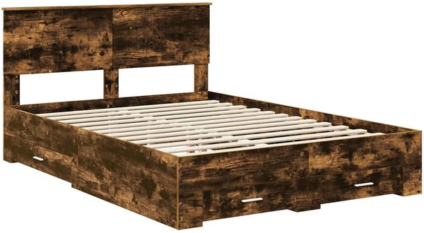 vidaXL Bettrahmen mit Schubladen Raucheiche 140 x 200 cm Holzwerkstoff 3410890 Bild 4