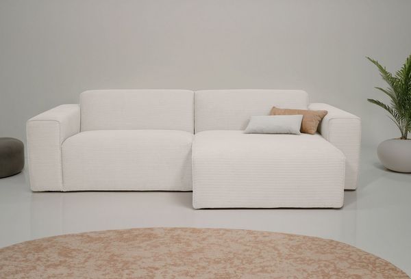 OTTO home Ecksofa Koa, 228 cm, L-Form, Modulsofa in Cord, Chenille, Struktur, Webstoff, Designsofa, weicher Lounge-Sitzkomfort, Welleunterfederung, bodentief