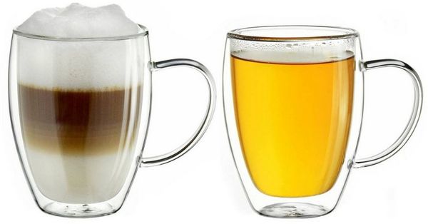Creano Teeglas Thermoglas “hoch” mit Henkel 400ml 2er-Set, 2-tlg, Borosilikatglas, 2 Gläser