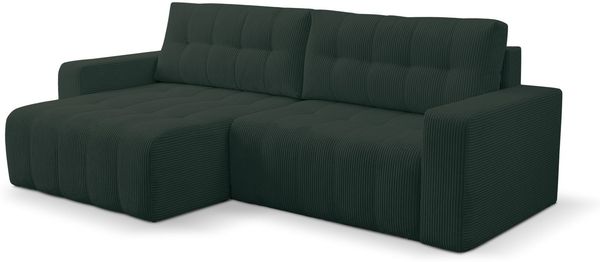Selsey 'Maillo' Ecksofa mit Schlaffunktion & Bettkasten, Cord, Universal, Dunkelgrün