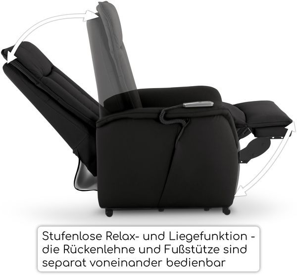 Fernsehsessel mit Aufstehhilfe, Relaxsessel mit Liegefunktion, Leder/Kunstleder, Schwarz - Raburg Marie Bild 4