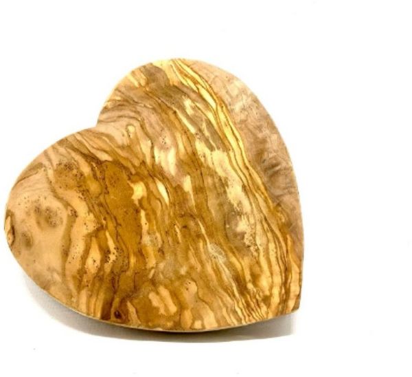 Olivenholz-erleben Schneidebrett in Herzform MINI aus echtem Olivenholz mit einmaliger Maserung, Olivenholz, (1-St), Ein Stück Natur in Herzform – liebevoll, einzigartig, naturbelassen