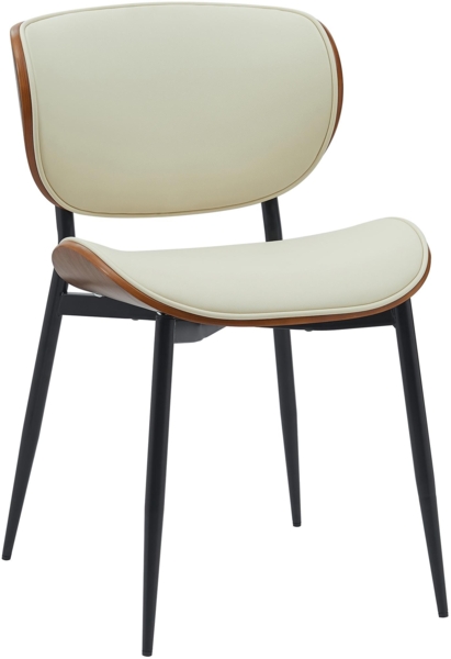 CLP Stuhl Enid I Komfortabler Sessel mit Rückenlehne und Polsterung,walnuss/creme Kunstleder