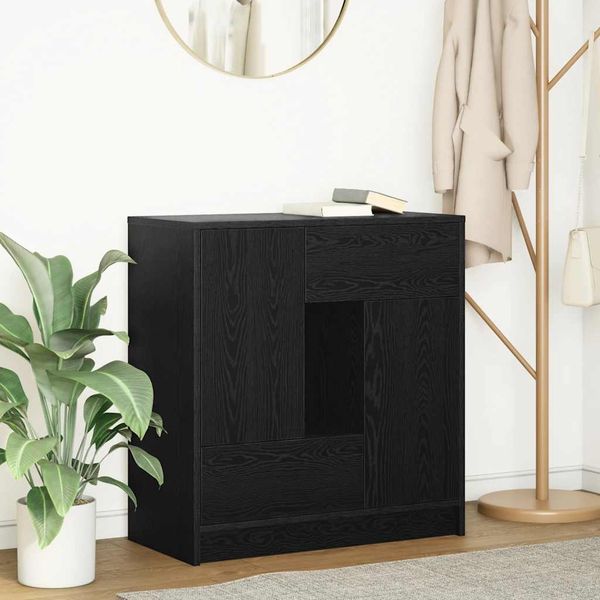 vidaXL Sideboard mit Schubladen und Türen Schwarz Eichen-Optik 861842