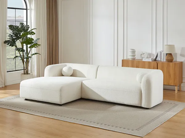 Vente-unique - OVOTAS Sofa Stoff Weiß - B 160 cm x H 70 cm x L 270 cm