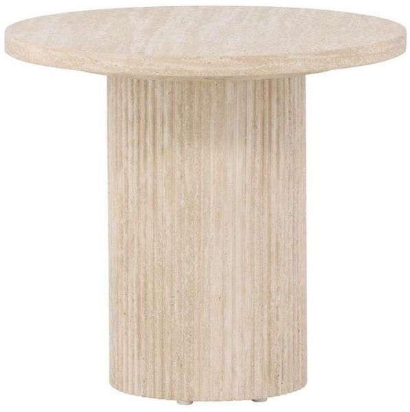 Venture Home Couchtisch Härön, runder Couchtisch in eleganter Travertinoptik, Ø 50 cm, Sofatisch, MDF, 3D-Papier, rund, weich geformt, einheitlich Bild 2