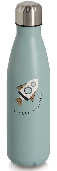 ZELLER 27465 Trinkflasche 500 ml ROCKET aus Edelstahl, petrol, ca. Ø 7x26 cm