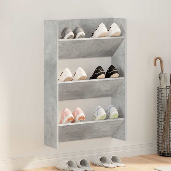vidaXL Wand-Schuhschrank Betongrau 60x18x90 cm Holzwerkstoff 806767