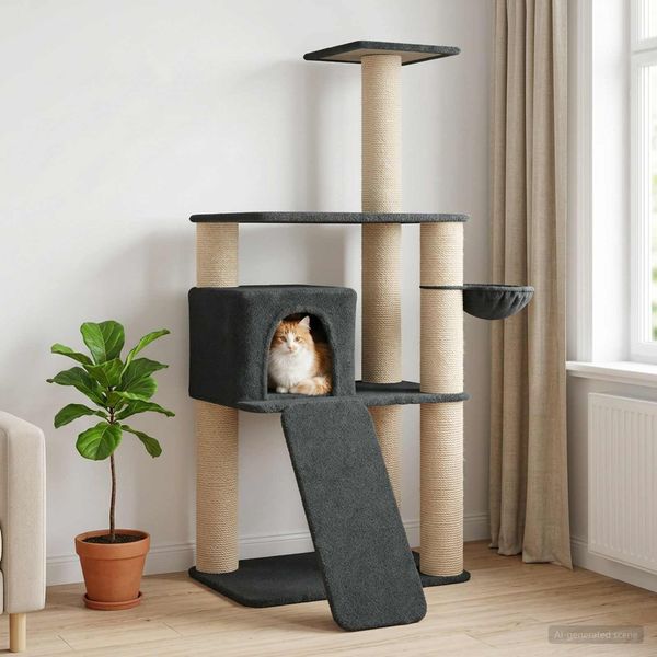 vidaXL Katzennbaum mit Sisal-Kratzsäulen Dunkelgrau 173 cm 42033047