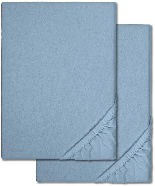 Spannbettlaken Winterflausch blau 180 x 190 - 200 x 200 cm Doppelpack