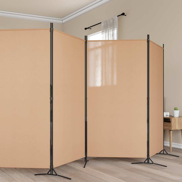 vidaXL 5-teiliger Raumteiler Beige 433 x 180 cm Stoff 42039229