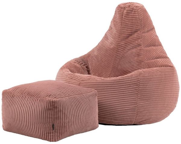 icon Sitzsack Sessel mit Rückenlehne aus Cord „Dalton“ mit Hocker (Spar-Set, 1 x Sitzsack, 1 x Fußhocker), Sitzsack XXL, Gaming Sitzsack, Made in Germany, Erwachsene & Kinder