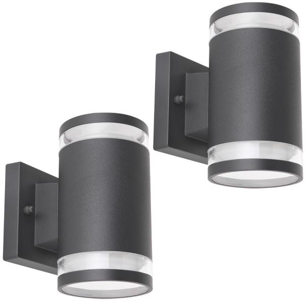 2x Außen Wandleuchte, Aluminium anthrazit, Glas, H 16,5 cm