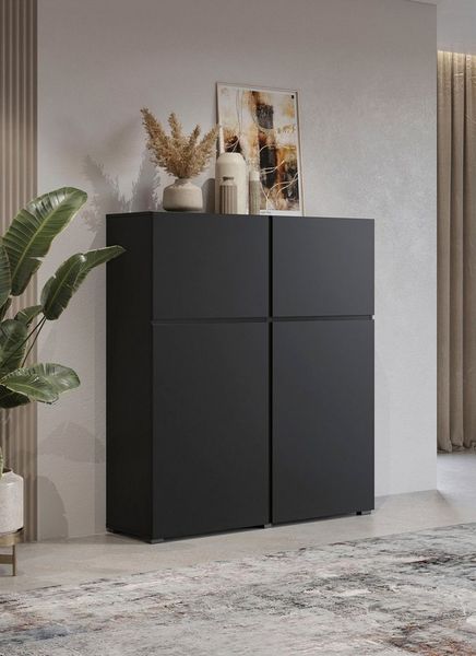OTTO home Hochkommode Cross,Breite 119,5 cm, moderne grifflose Hochkommode mit 4 Türen, Hochschrank, Höhe 139 cm mit viel Stauraum, Einlegeböden verstellbar