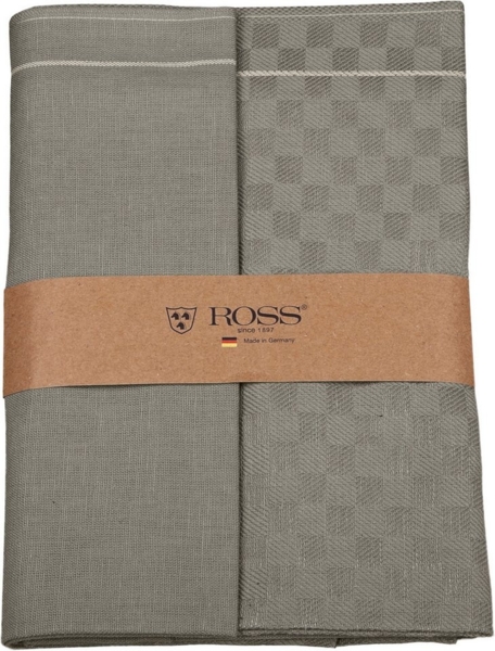 ROSS Geschirrtuch 2er Set 907, zwei Geschirrtücher in einer Banderole, (Set, 2-tlg), hochwertige Zwirn Halbleinen Geschirrtücher, Maße je Tuch ca. 50x70 cm