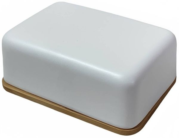 Butterdose Keramik mit Bambusdeckel