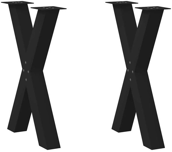 vidaXL Esstischbeine X-Form 2 Stk. Schwarz 60x(72-73) cm Stahl 4012972
