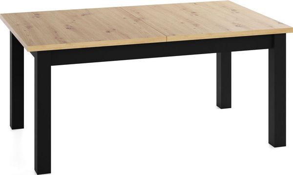 WFL GROUP Esstisch Lindberg ausziehbar verlängerbar rechteckig mit schwarzen Holzbeinen (MADE IN EU, XXL Groß– 120/140/150/160/200 cm ausziehbar auf 160/180/190/240/300 cm), platzsparender Tisch in Holzoptik für Küche, Esszimmer oder Wohnzimmer