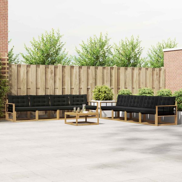 vidaXL Outdoor-Sofagarnitur 9 pcs Weiß und Schwarz 79 x 79 x 37 cm 3388546