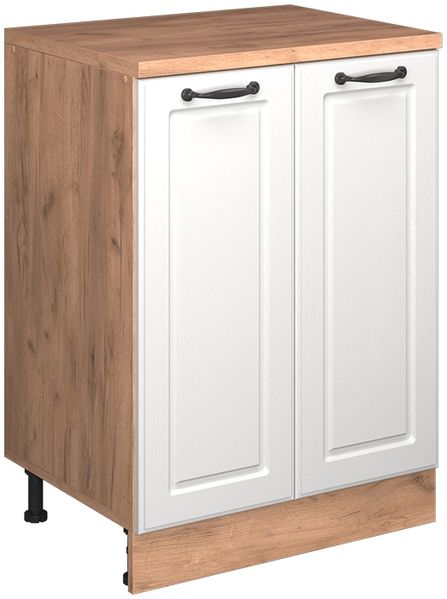 Küchenschrank für Dachschrägen R-Line Weiß Landhaus 60 cm ohne Schräge mit 2 Türen Vicco