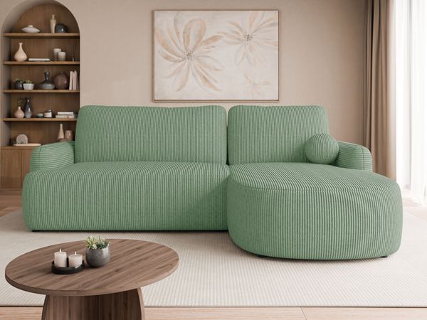 Ecksofa Loridu Cord (Farbe: Poso 47, Seite: Rechts)