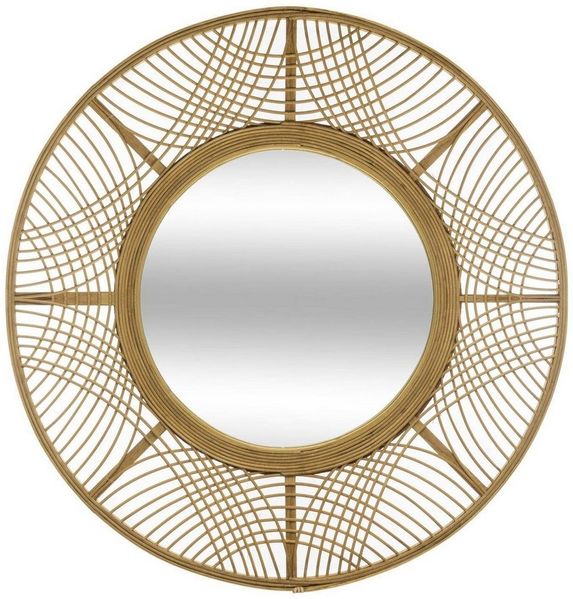 Atmosphera Créateur d'intérieur Wandspiegel Boho-Spiegel mit Bambusrahmen INA, Ø 70 cm
