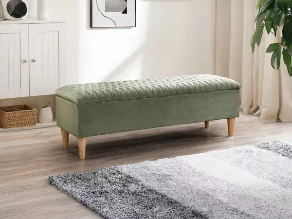Vente-unique - DANIELE Sitzbank SamtStoff Grün - B 40 cm x H 44,5 cm x L 130 cm