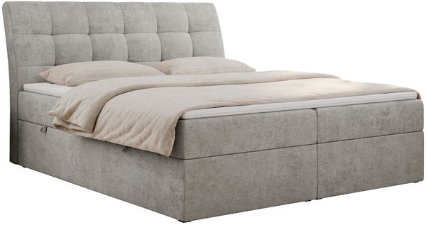Boxspringbett Polsterbett mit Multipocket-Matratze und Topper - DIEGOS - 120x200cm - Hellgrau Stoff - H3 Bild 3