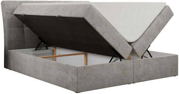 Boxspringbett Polsterbett mit Multipocket-Matratze und Topper - DIEGOS - 120x200cm - Hellgrau Stoff - H3 Bild 4