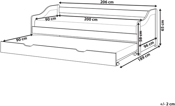 Ausziehbett Kiefernholz LUNERAY 90 x 200 cm Rosa Bild 2
