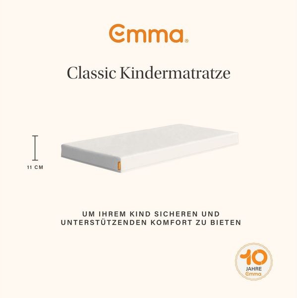 Emma Classic Kindermatratze 60x120 cm – Oeko-TEX® Zertifiziert Babymatratze – Atmungsaktiv & sicher – Waschbarer Bezug – Fester Komfort – Für Babybett & Kinderbett – Von Testsieger-Marke