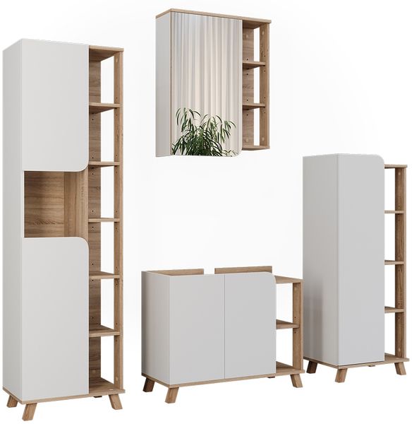 Badmöbel-Set Karen Sonoma/Weiß 4 Teile Vicco