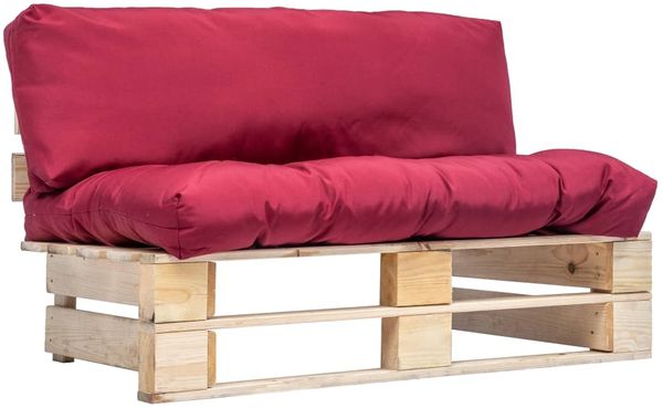 vidaXL Outdoor-Sofa Paletten mit Kissen in Rot Kiefernholz 277478