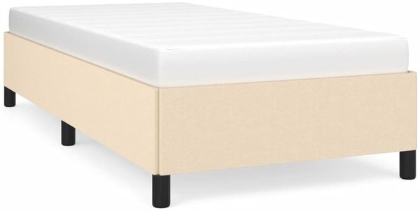 Einzelbettgestell Design für Erwachsene ohne Matratze Creme 90x190 cm Stoff d4331e