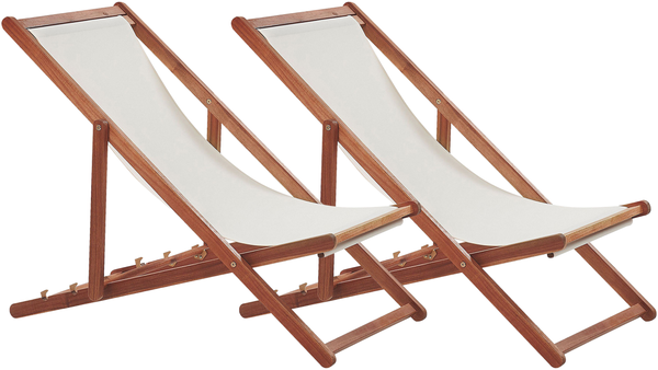 Set mit 2 klappbaren Liegestühlen ANZIO mit Ersatzstoffen Akazienholz Dunkelbraun