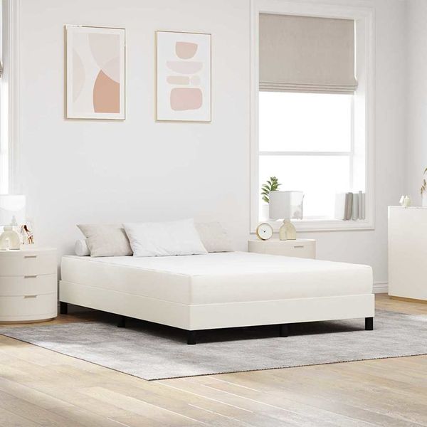 vidaXL Bettmatratze mit Matratze Creme 140 x 200 cm Stoff 42008293