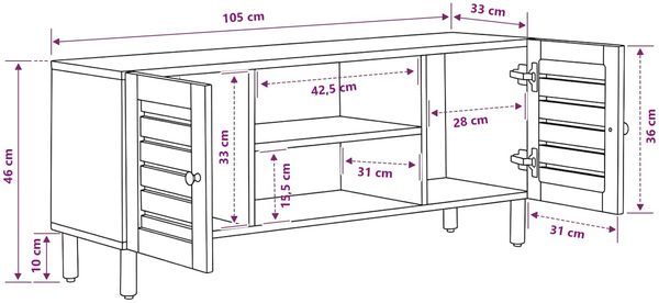 vidaXL Stauraumschränke Natur 105 x 33 x 46 cm Massivholz Mango 4018844 Bild 9