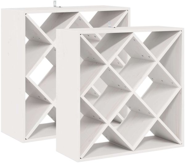 vidaXL Weinregal 2 pcs Weiß 62 x 25 x 62 cm Massives Kiefernholz 893319