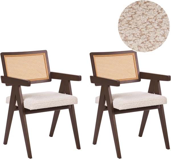 Esszimmerstuhl 2er Set AVA Holz Dunkelbraun Hellbeige