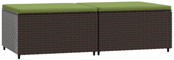 vidaXL Gartenhocker mit Kissen 2 Stk. Braun Poly Rattan 319837