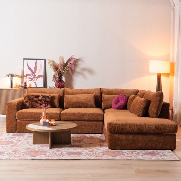 Bronx71 Ecksofa Kyle chenille kupfer rechts