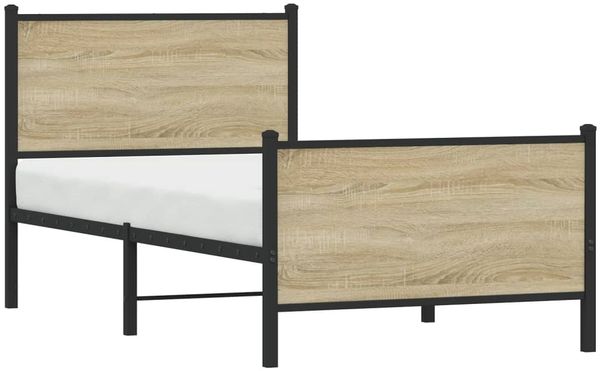vidaXL Metallbett ohne Matratze Sonoma-Eiche 90x200 cm 4007727 Bild 4
