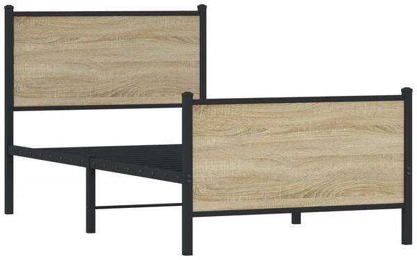 vidaXL Metallbett ohne Matratze Sonoma-Eiche 90x200 cm 4007727 Bild 3